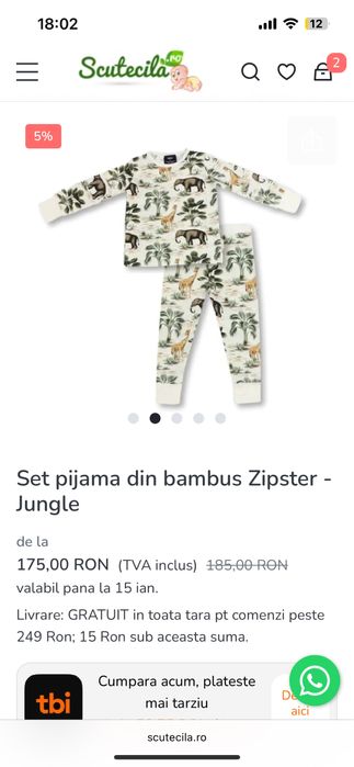 NOU Zipster pijama 2-3 ani