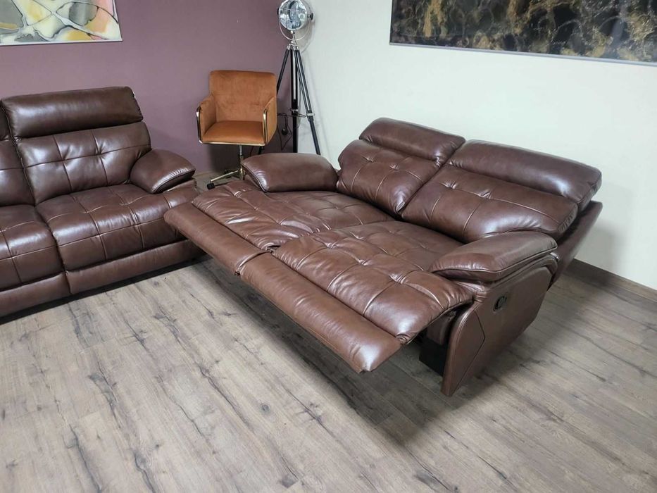 Кафяв кожен комплект дивани две двойки La-z-boy