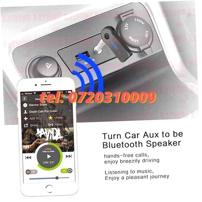 Modulator Bluetooth Audio Receiver Adaptor Jack 35mm Stereo Handsfr