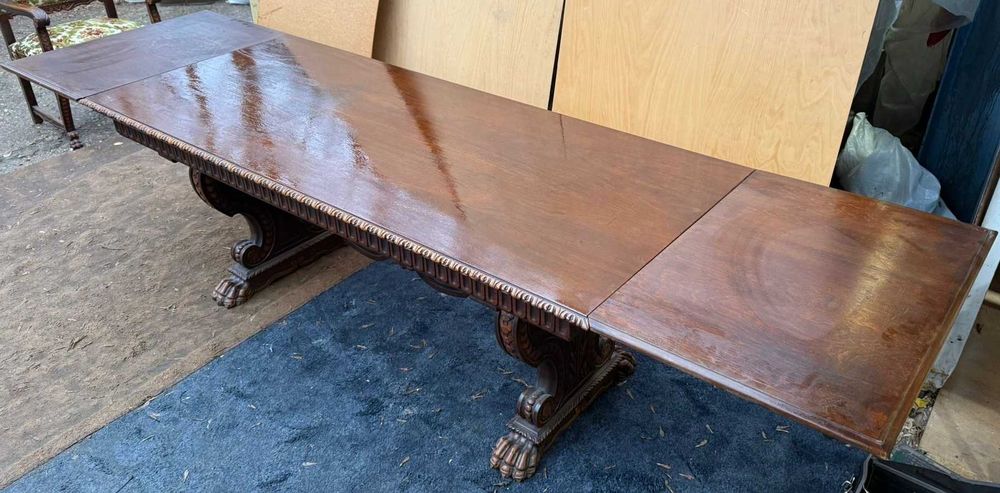 Masa Vintage Extensibila din lemn Stil Neo Baroc; Masa cu blat 195x85