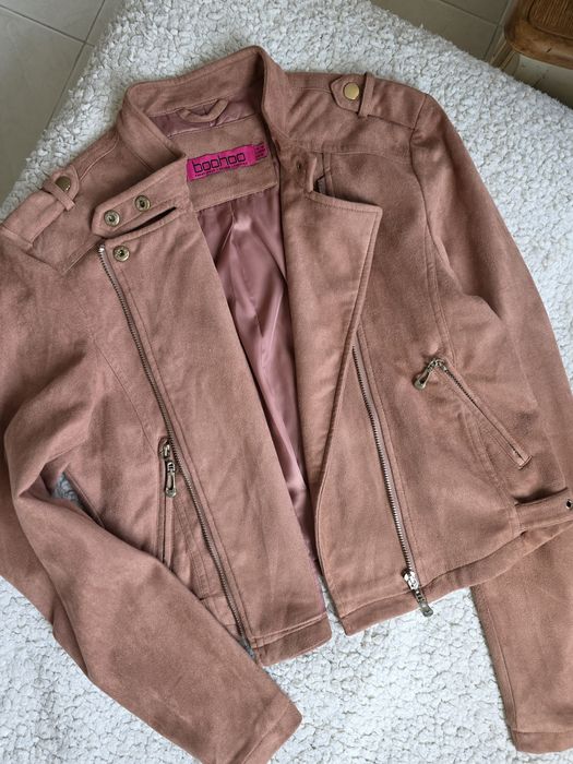 Трендово кафяво яке тип косуха от еко велур boohoo