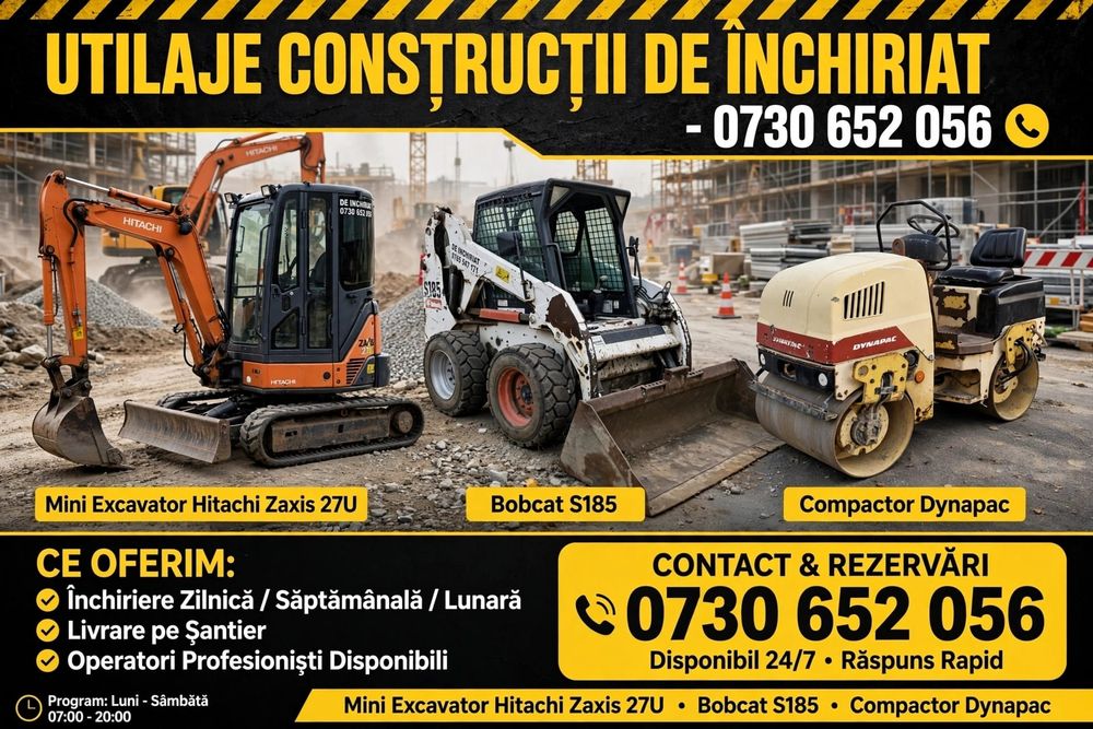 Inchiriez excavator,bobcat, compactor cu operator
