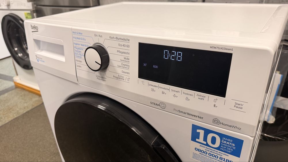 Комбинирана пералня със сушилня BEKO WDW75141 STEAM | 7 КГ + 4 КГ | 1400 ОБ./МИН. | STEAMCURE | INVERTER