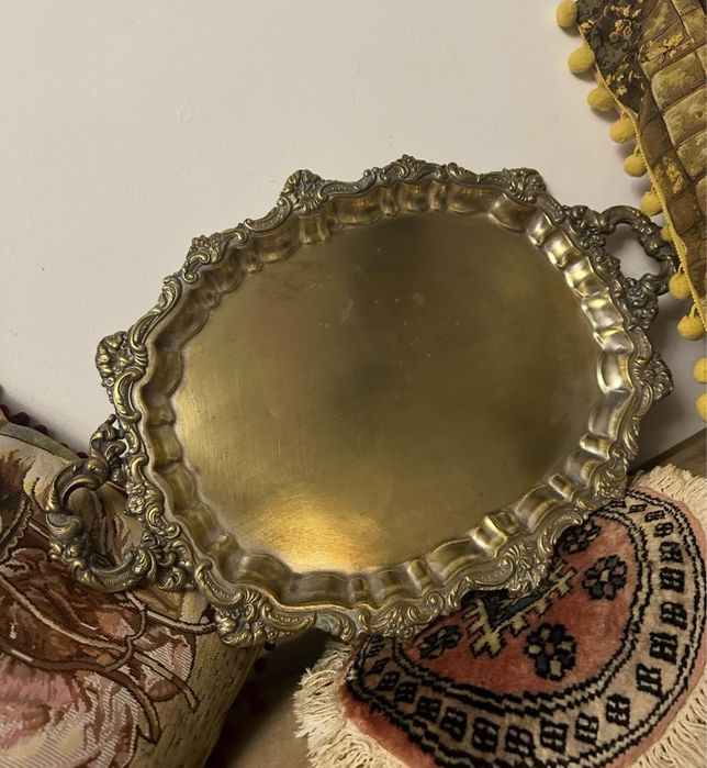 Tava vintage din bronz argintat