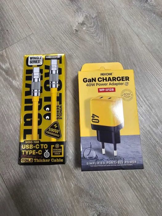 Încărcător superfast charge GaN 40W cu cablu USB-C USB-C 1m