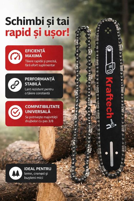 Lama si lant drujba Kraftech 14 inch pas 3/8 universal