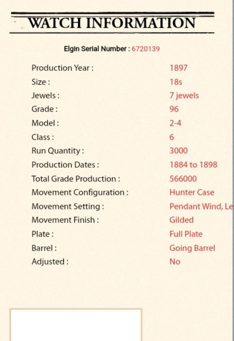 tilla Elgin cho'ntak soat