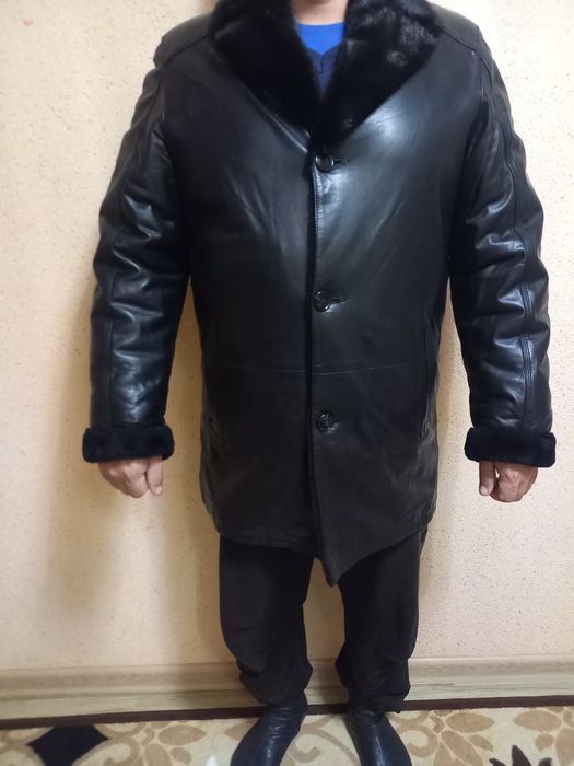 Кожаный дубленка