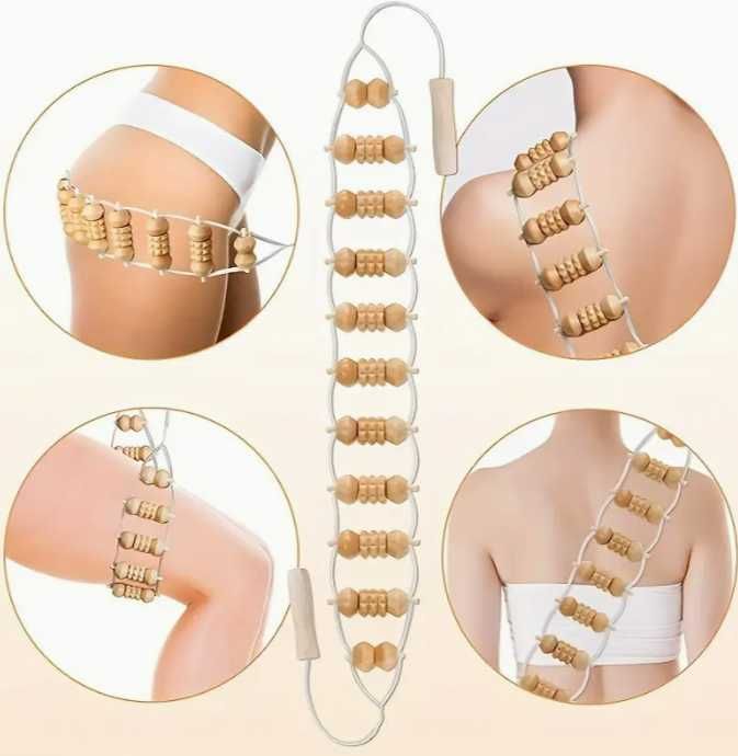 Дървен Терапевтичен Ролер/ въже с ролки/ масажор за крака