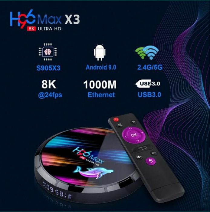 Smartbox H96MaxX3 4/64gb android.Youtube+Бепул Каналлар+Кинолар.мр