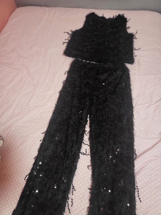 Парти комплект с пайети черен