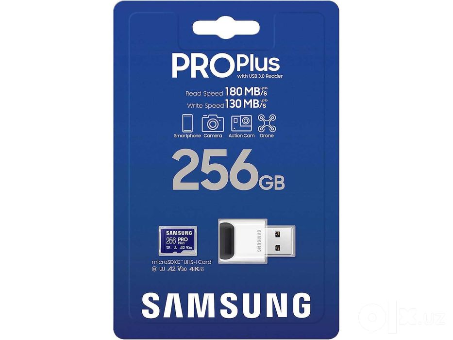 Samsung PRO Plus microSDXC 256 ГБ - карта памяти U3 V30 A2 - Гарантия