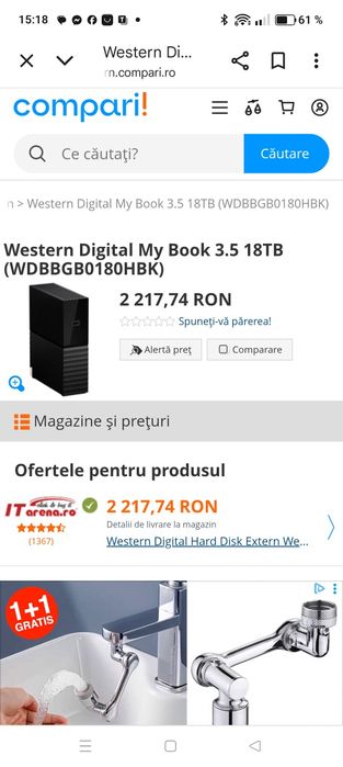 Vând Hard Disk Western DigitalMy Book 3.5 de 18TB