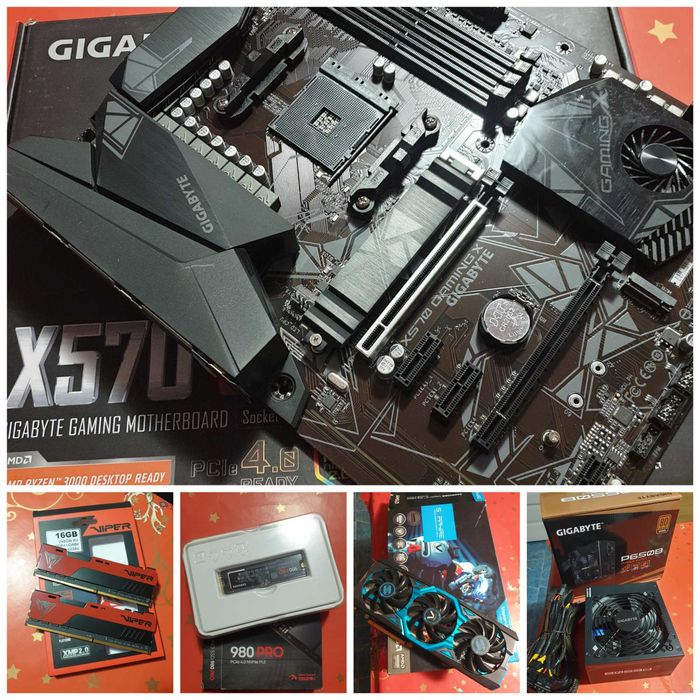 Unitate PC + monitor cadou, AMD Ryzen 5, RAM 4000 Mhz, placa video 8GB