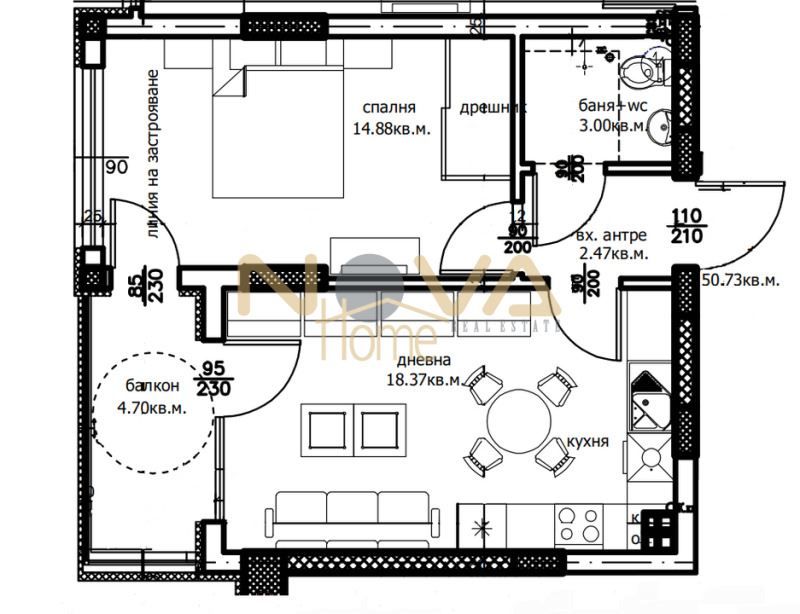 Продава се Двустаен апартамент в Варна, Левски - 57 кв.м за 943 €/кв.м - Снимка #4