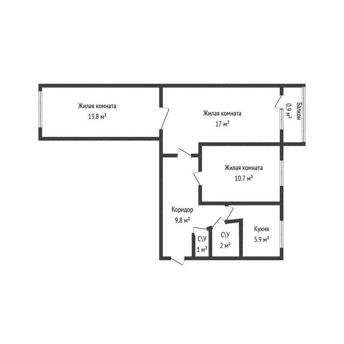 Продаётся трёхкомнатная квартира