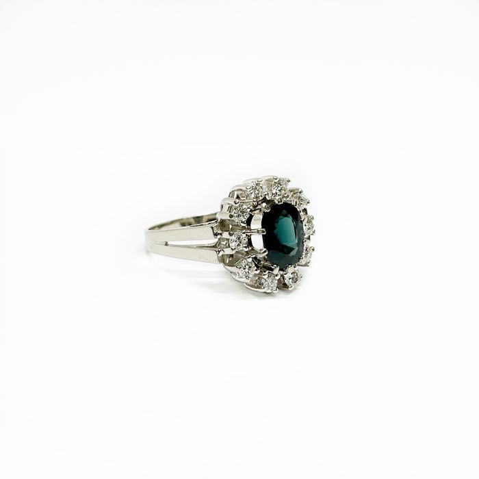 Inel din aur 14k cu safir si diamante naturale