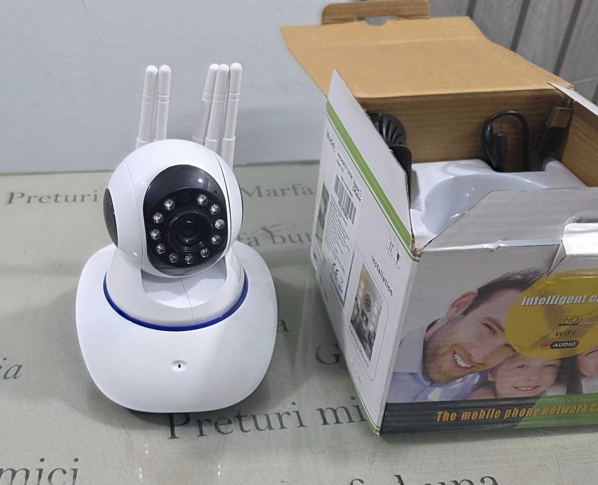 Cameră Supraveghere WiFi HD PTZ cu 4 Antene, Night Vision și Audio
