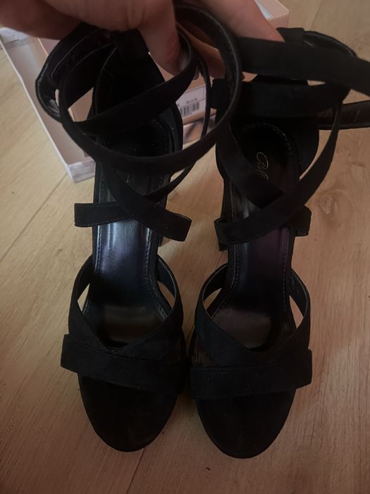 Черни велурени обувки/сандали на висок ток Paolo Bocelli