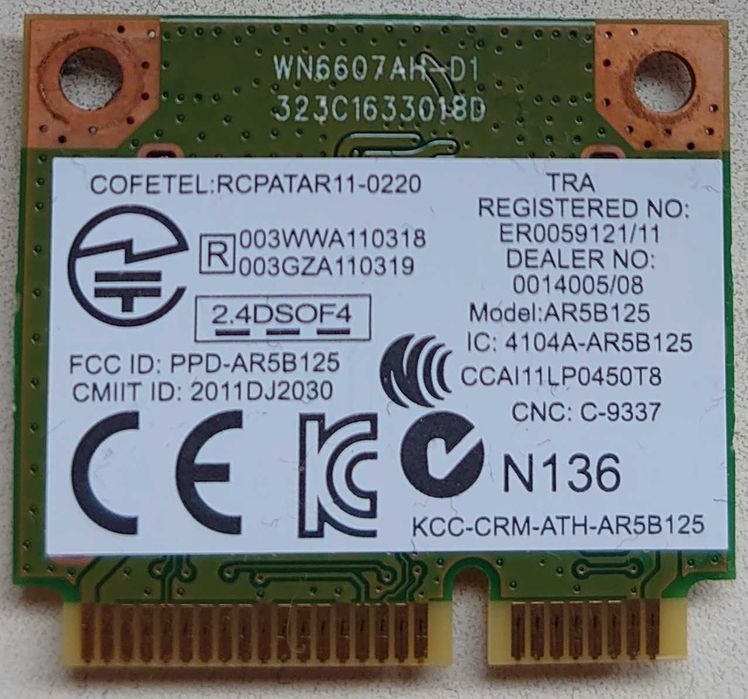 Безжична карта PCI-E mSATA WiFi card за лаптоп