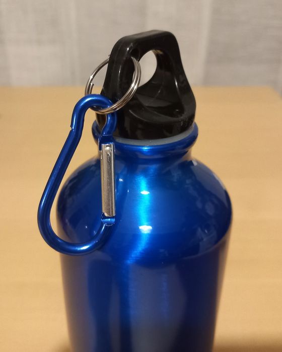 Метална бутилка, цветна, с карабинка, 400 мл.