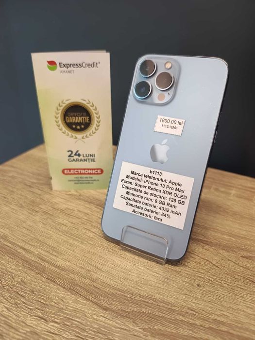 iPhone 13 Pro Max 128GB (Ag 51 b.1113) - Garantie 2 ani!