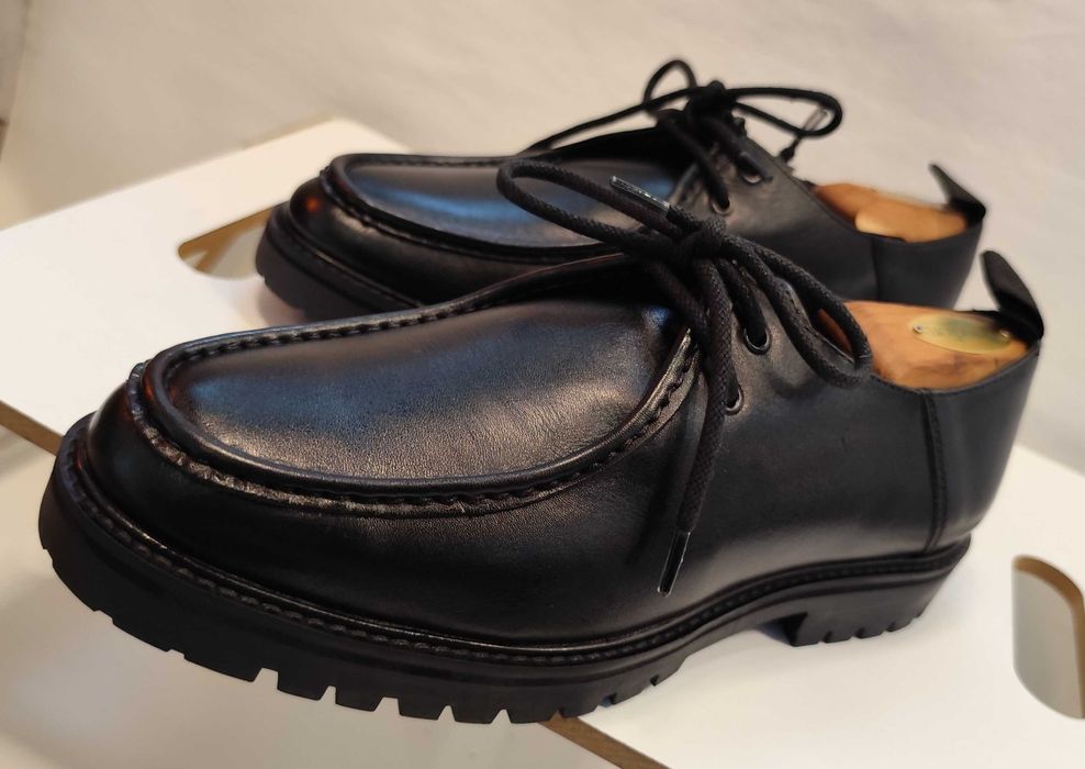 Pantofi derby 41 split toe ZIGN NOI piele naturala moale negru