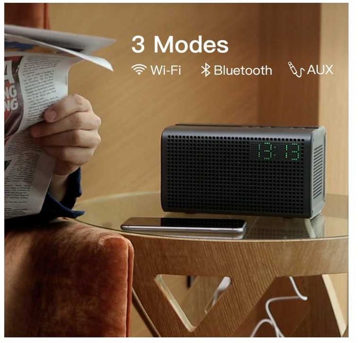 Boxa Inteligenta Wireless GGMM E3 | Wi-Fi, Bluetooth, Ceas LED, USB | NOUA