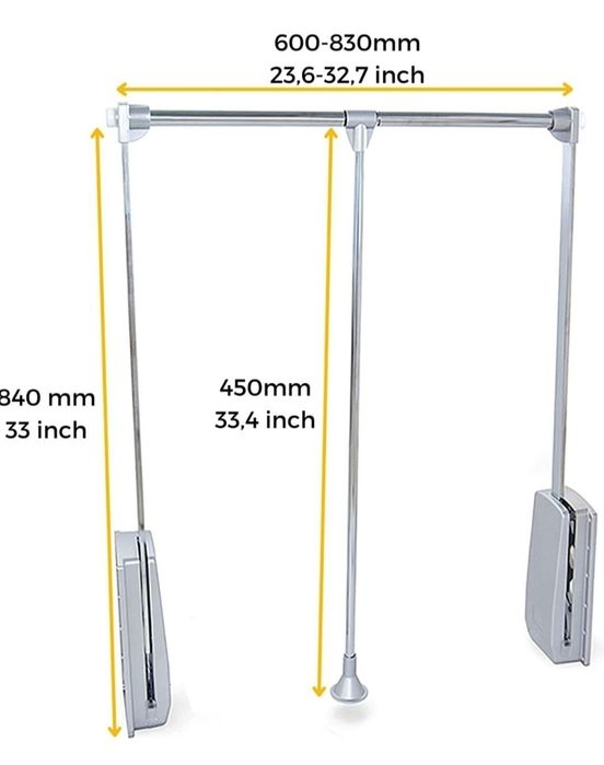 șină pliabilă pentru dulap permite accesul ușor la partea superioară a