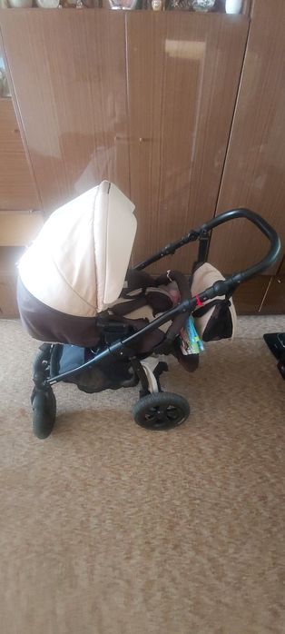 Бебешка количка Buba City 736, 3в1, Кафява/Бежова