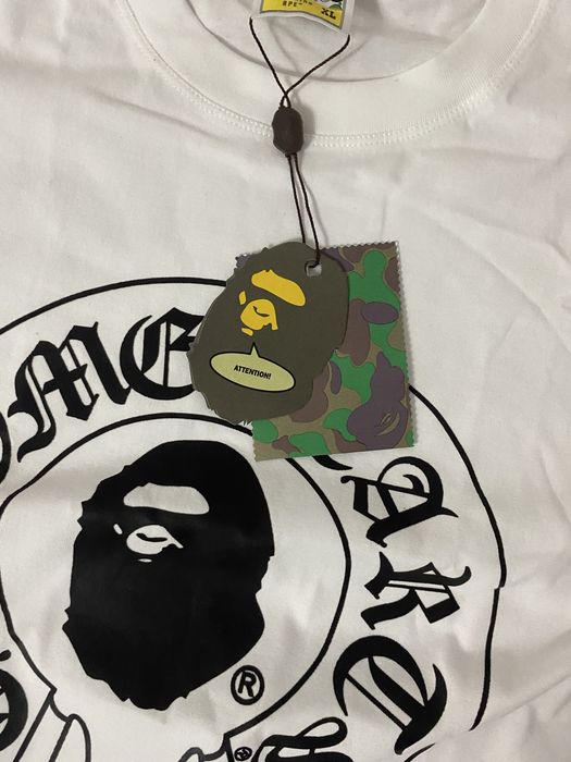 Tricou alb bape chrome hearts