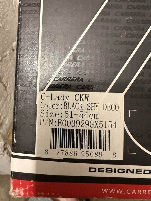 Дамска каска Carrera C-Lady CKW – черна, размер 51–54 см (нова)