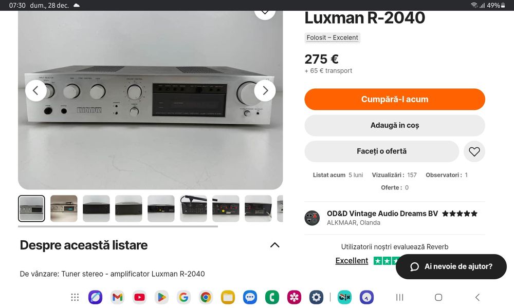 Luxman R-2040. Receiver rar, plin de nostalgie. Sunet de top. Preț fix