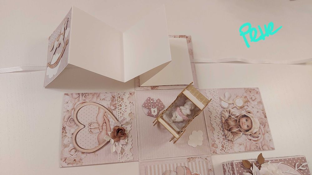 Ръчно изработена експлодираща кутия за бременност, бебе, кръщене