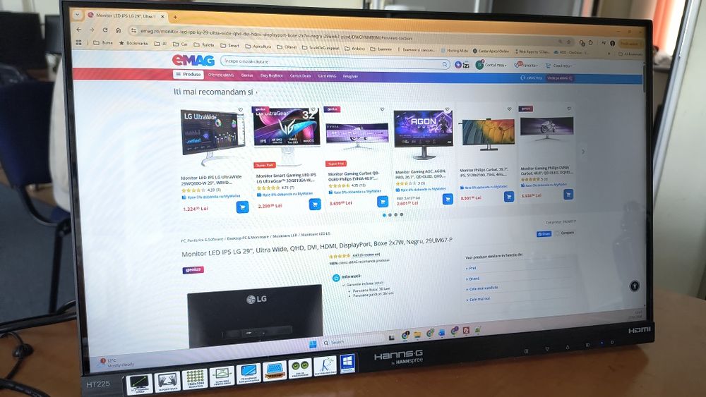 Monitor LED Touchscreen 21,5", Full HD, VGA, HDMI, Display Port