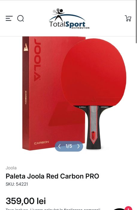 Paleta Tenis de Masa Joola Red Carbon Pro+ Husa