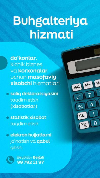 Фирмаларни Бухгалтериясини юритиб бераман