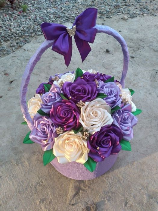 Мыльные цветы букеты из лент