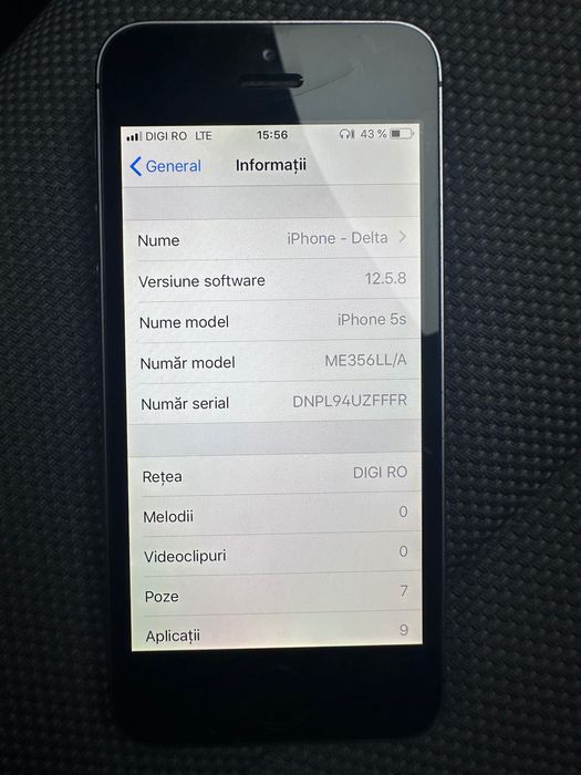 iPhone 5s Space Gray, 16GB, complet funcțional