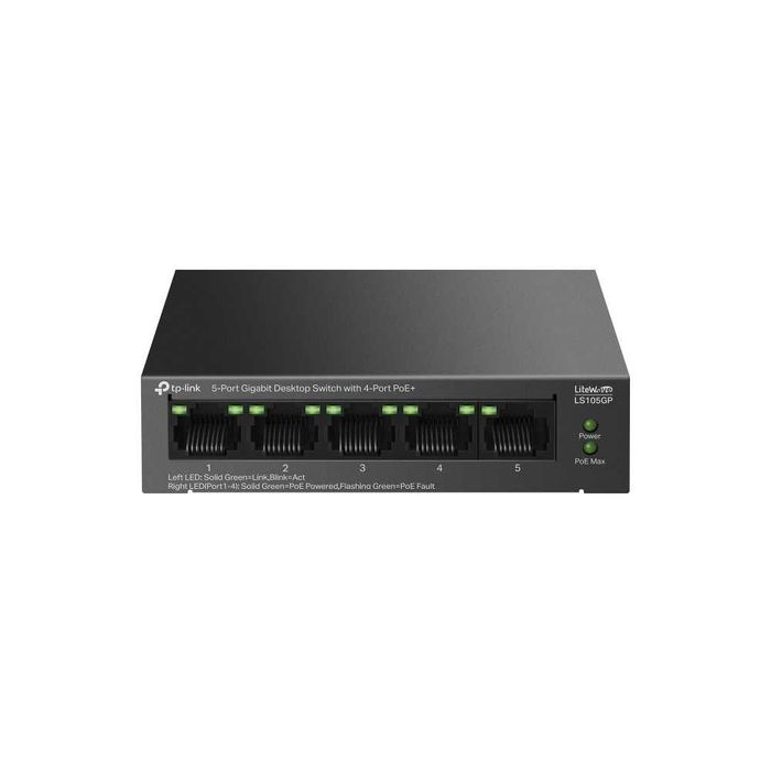 | Коммутатор TP-Link LS105GP 5-Port Gigabit PoE+
