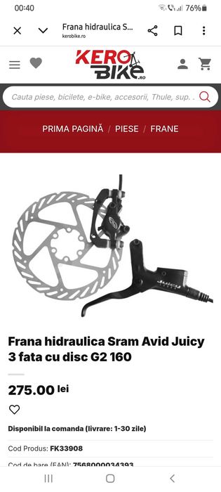 Frane hidraulice Avid Juicy 3 (se vand fara discuri)