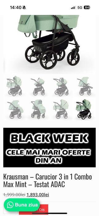 Vand carut bebe Krausman 3 in 1