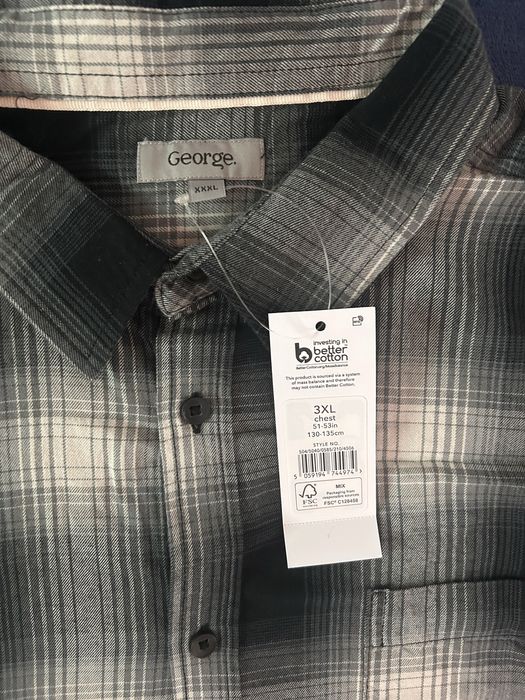Нова мъжка карирана риза George (3XL) – купена от Англия, с етикет!