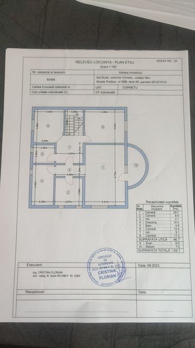 casă nefinalizata  p + 1 și teren 500 mp