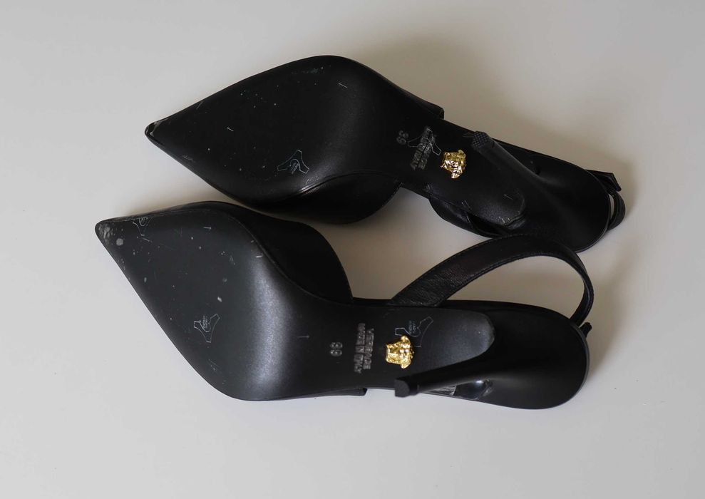 Versace черни кожени дамски обувки на ток, Размер 38.5