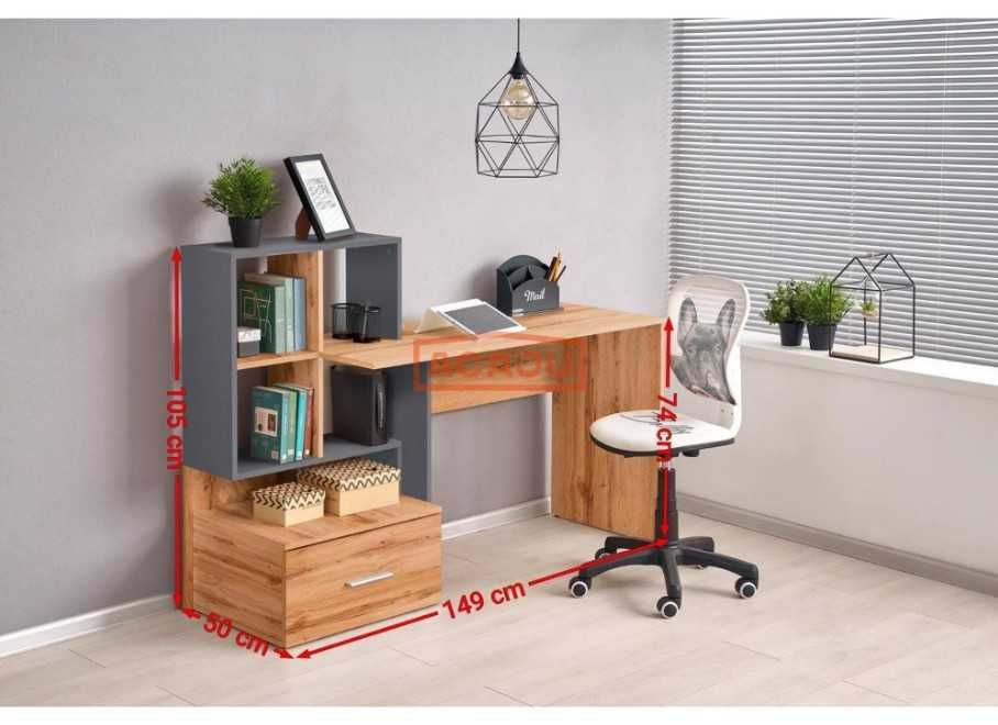 Birou stejar-gri 149x50x105 cm