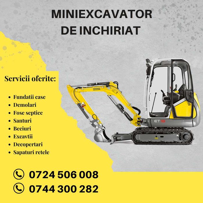 Miniexcavator de închiriat, diverse lucrari
