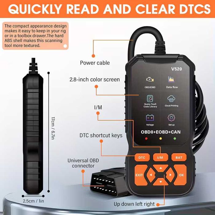 Професионален автомобилен диагностичен кодочетец V520 Full OBD2 EOBD