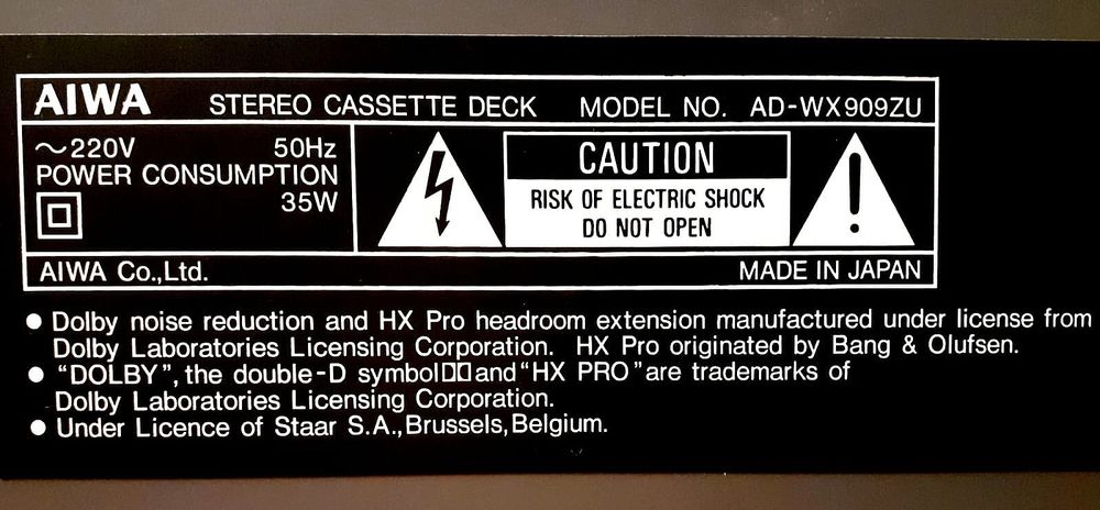 Deck Aiwa AD WX909 vârf de serie rar impecabil made in Japan