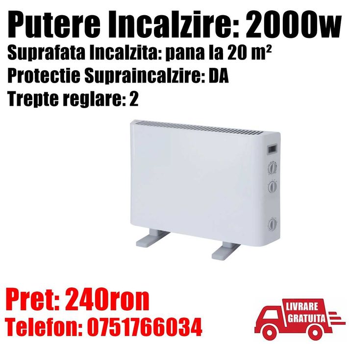 Convector Radiator Calorifer Incalzire Electric 2000w +Livrat Grat AR
